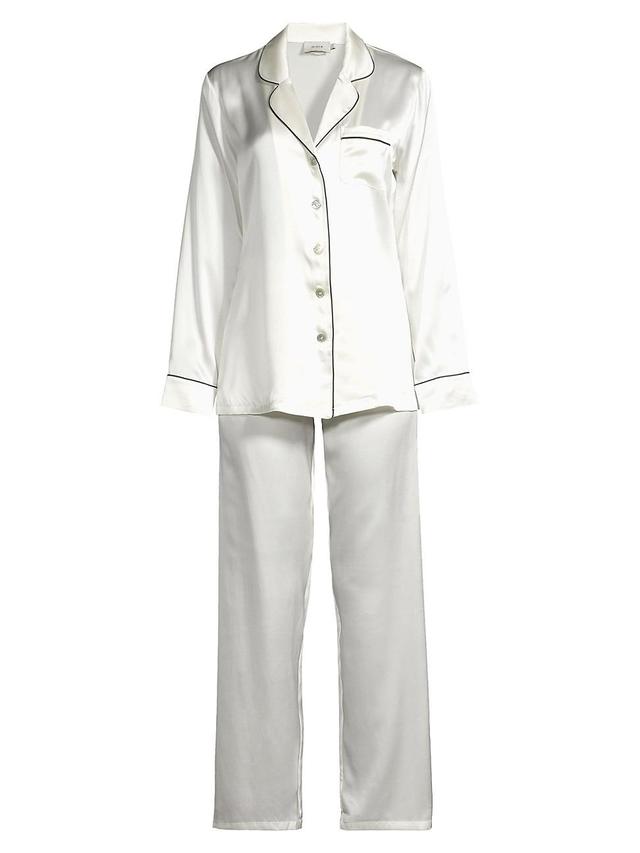 Womens Fine Finishes Silk 2-Piece Pajama Set Product Image