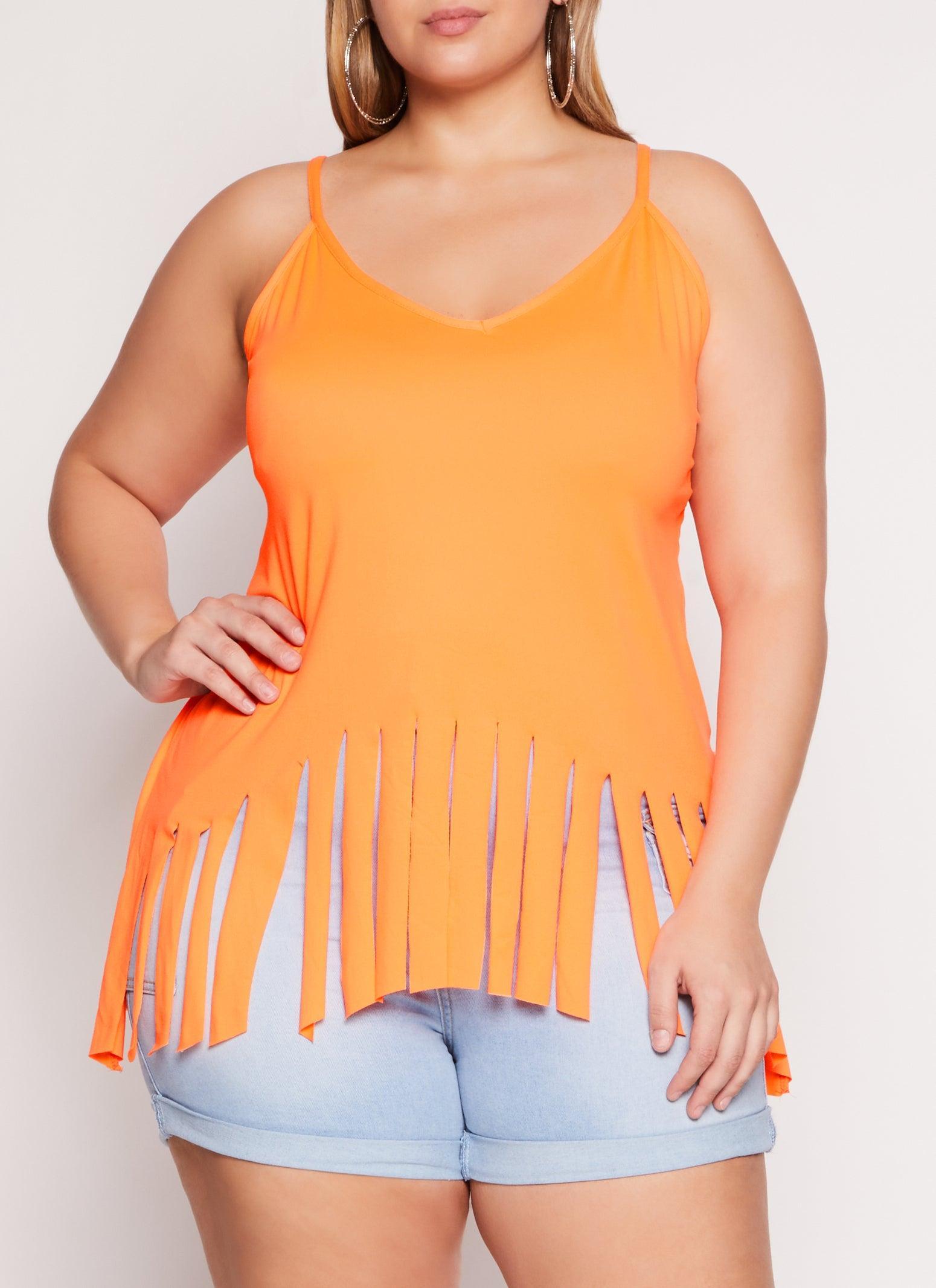 Womens Plus Size V Neck Fringe Hem Cami Product Image