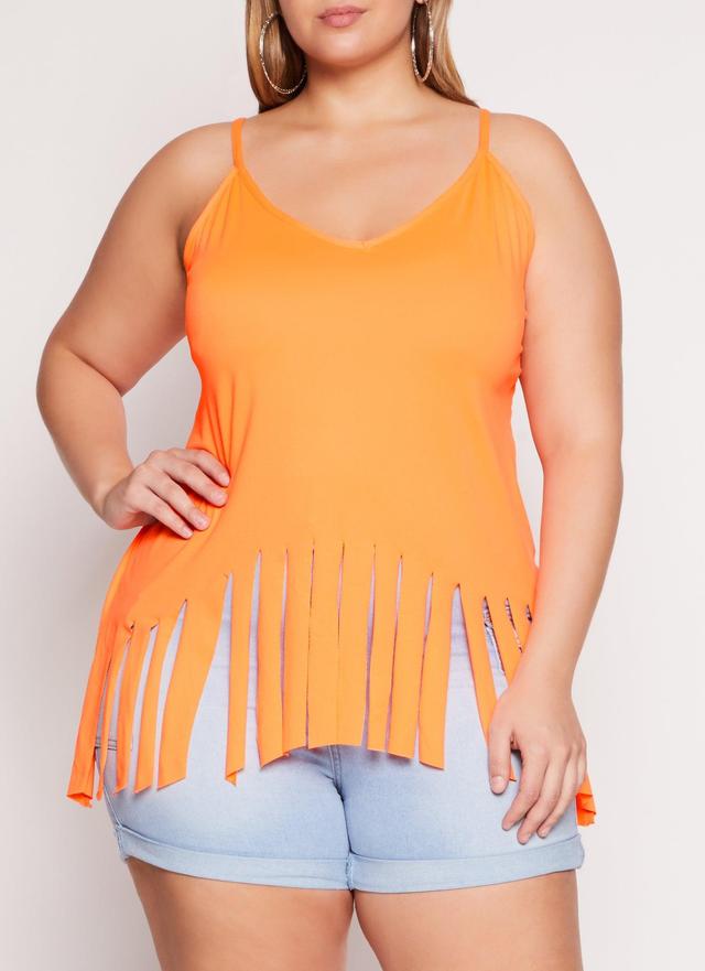 Womens Plus Size V Neck Fringe Hem Cami Product Image