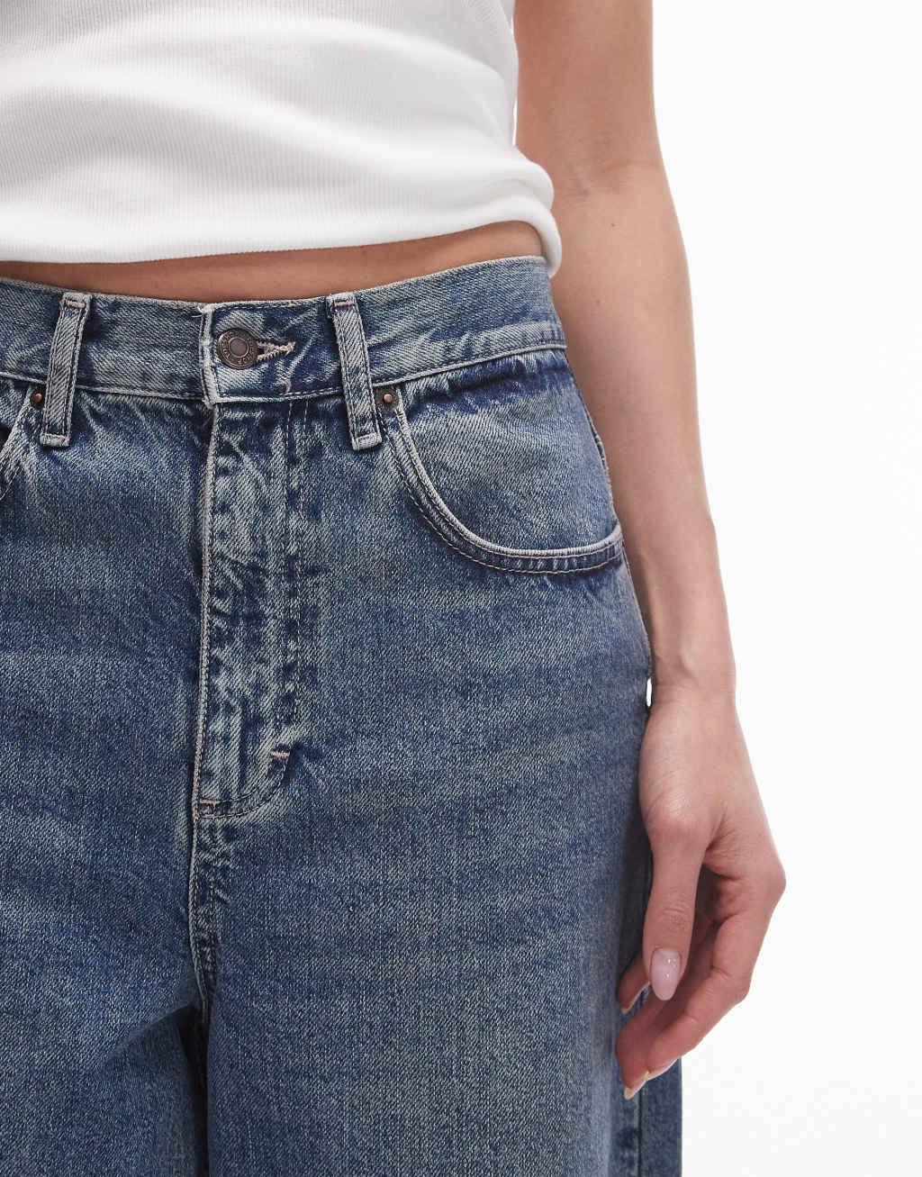 Topshop high rise baggy jeans in Authentic Blue  Product Image