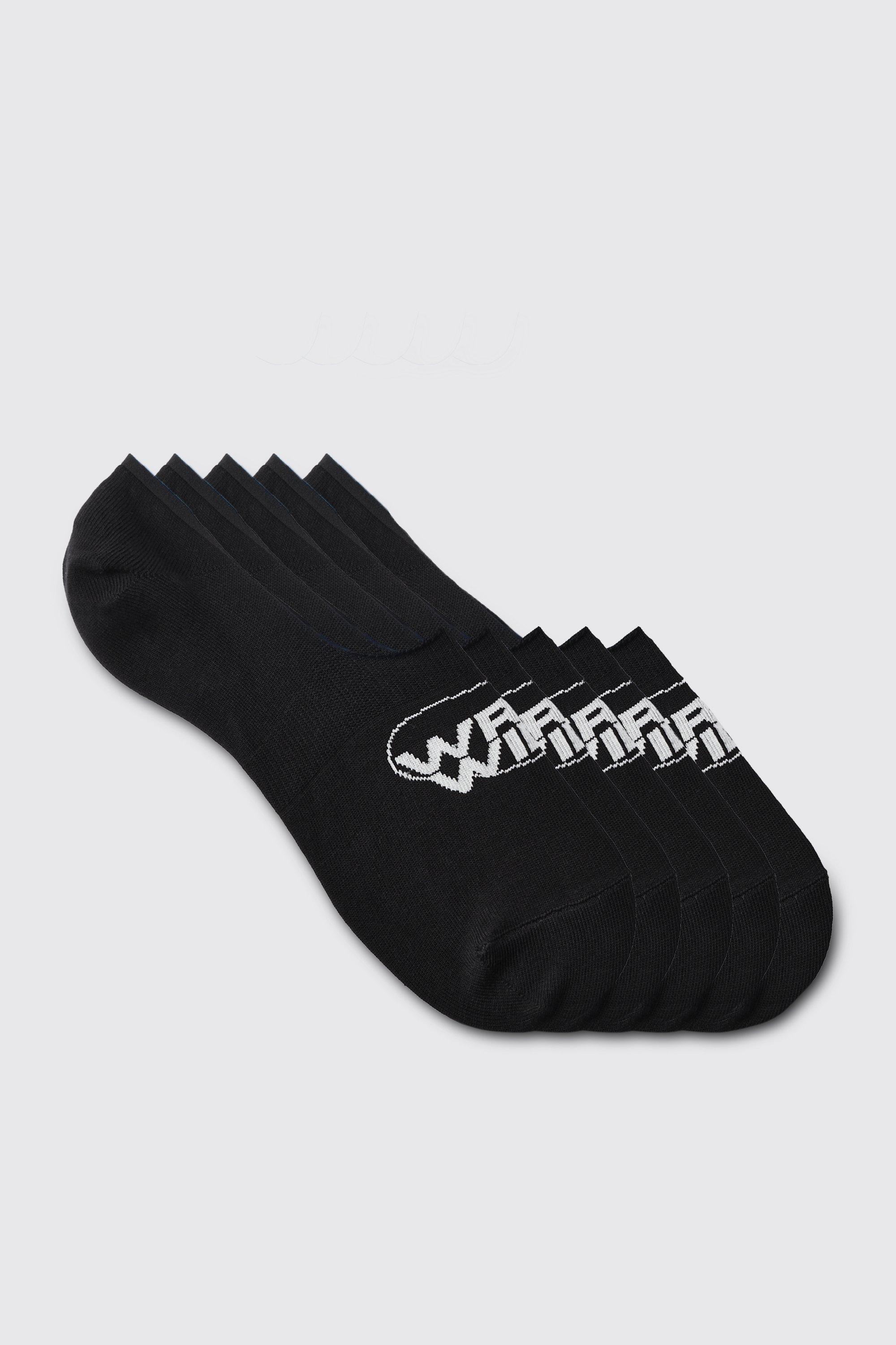 5 Pack Worldwide Logo Invisible Socks | boohooMAN USA Product Image