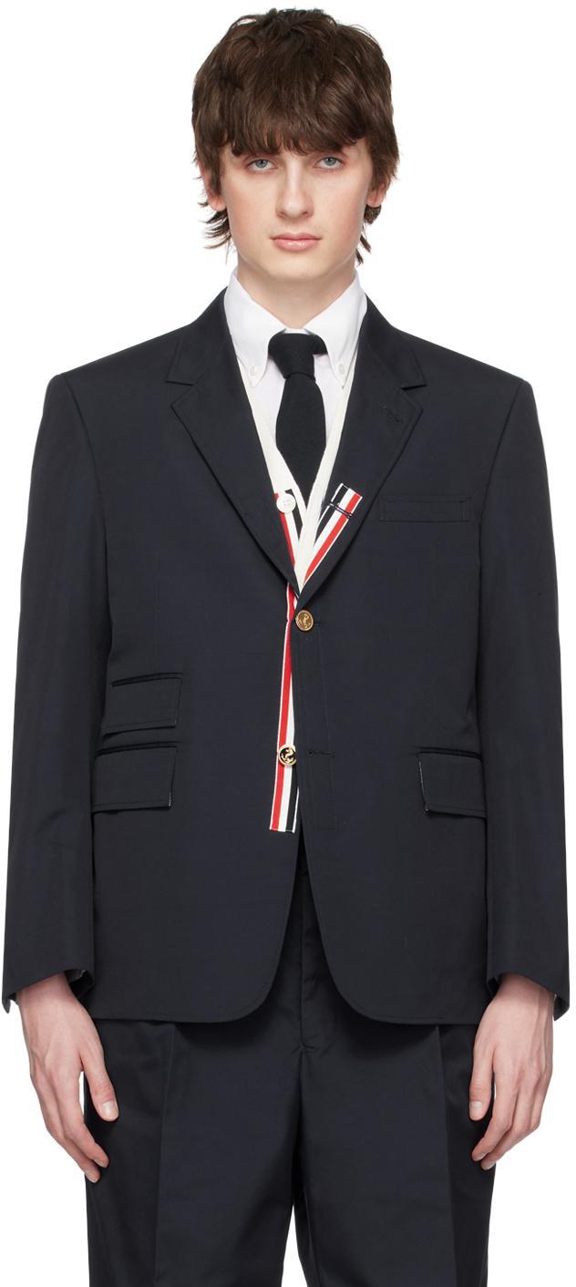 Navy Grosgrain Placket Blazer In 415 Navy Product Image