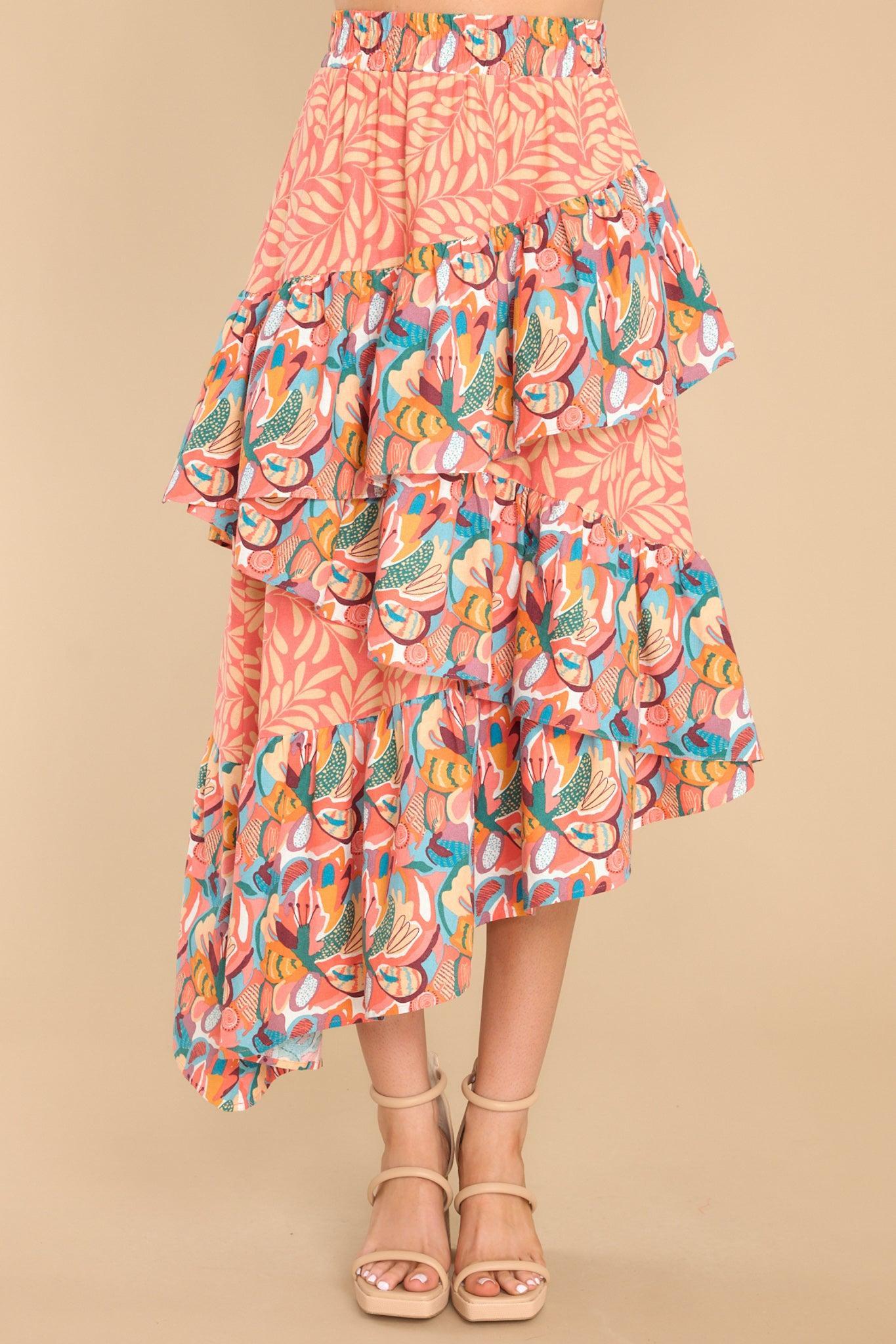 Aura Sunset Horizon Hues Multi Print Midi Skirt Product Image