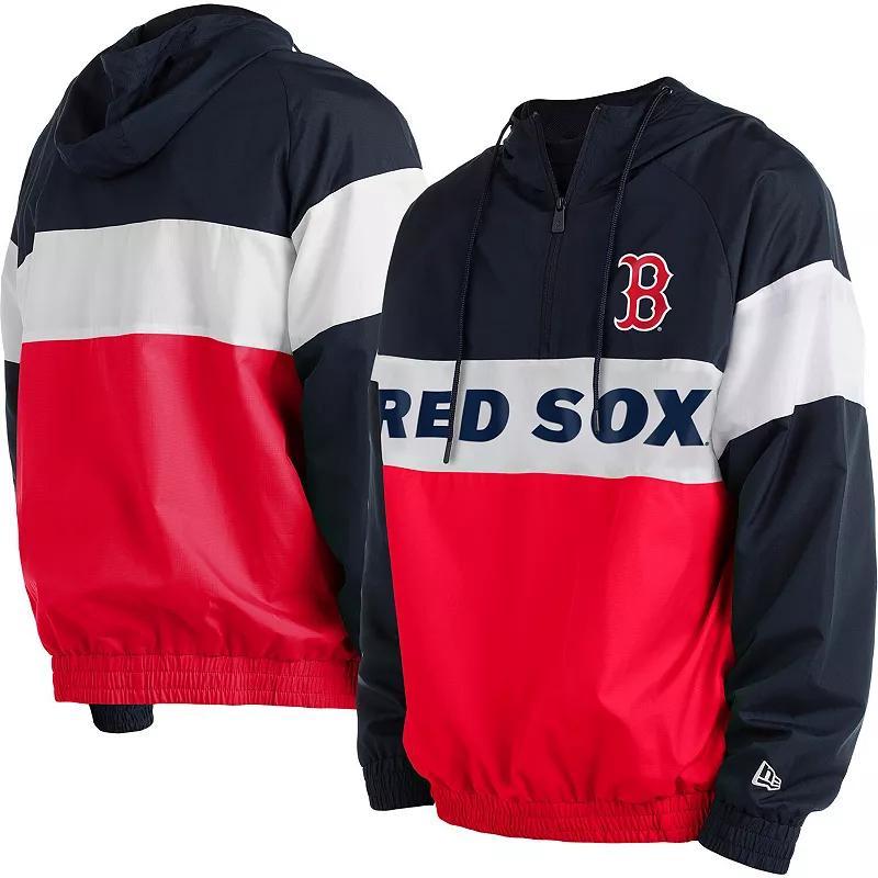 Mens New Era Boston Sox Raglan Quarter-Zip Hoodie Product Image