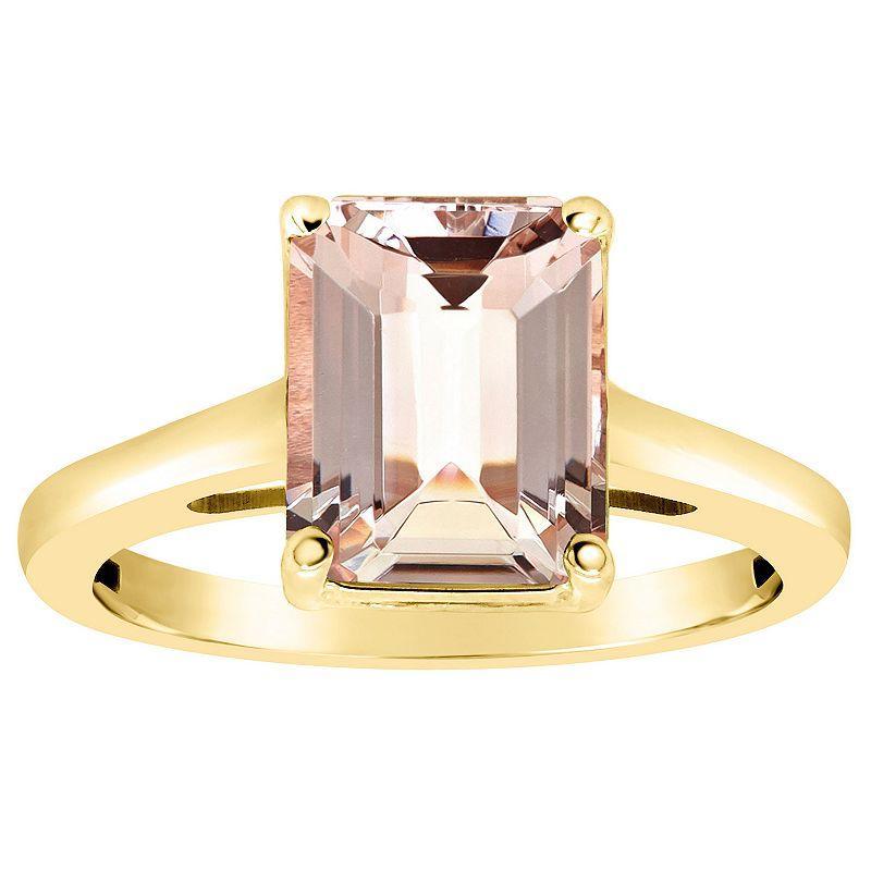 Alyson Layne 14k Gold Emerald Cut Morganite Solitaire Ring, Womens Product Image