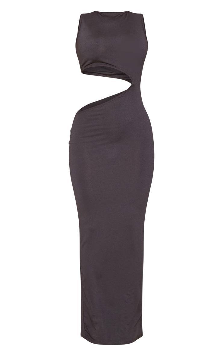 Black High Neck Racer Cut Out Bodycon Maxi Dress Product Image