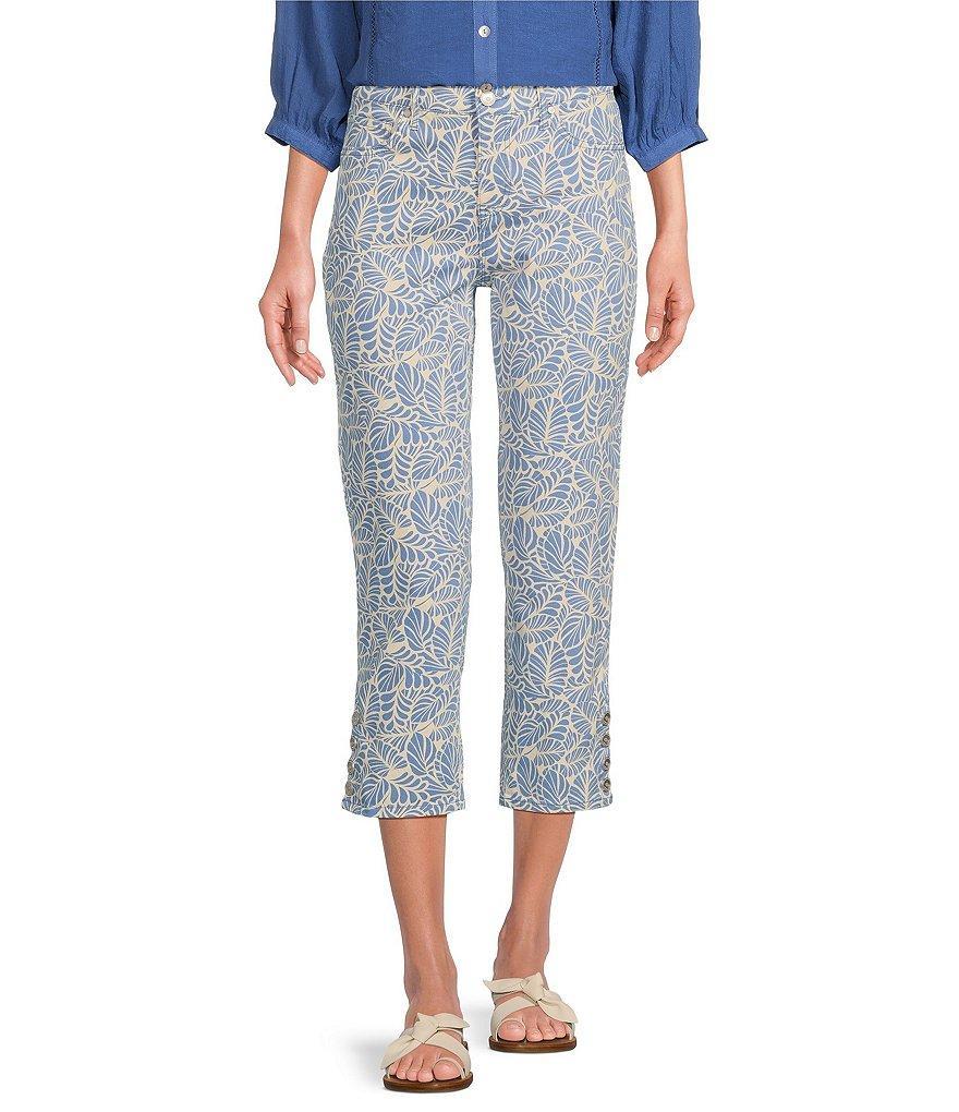 Code Bleu Chelsea Paisley Capri High Rise Button Hem Pants Product Image