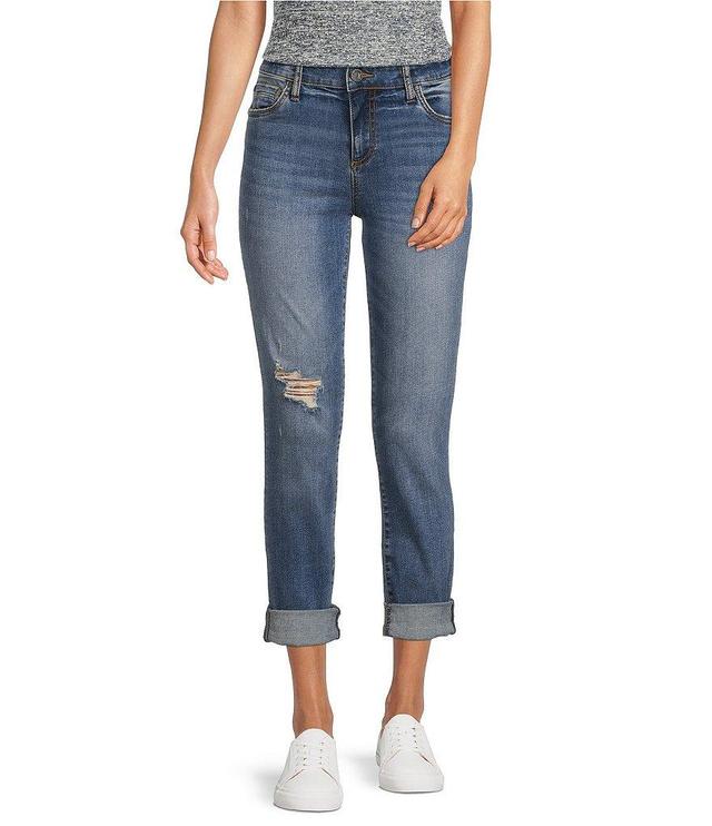 KUT from the Kloth Catherine Straight Leg Destructed Rolled Hem Crop Boyfriend Jeans Product Image