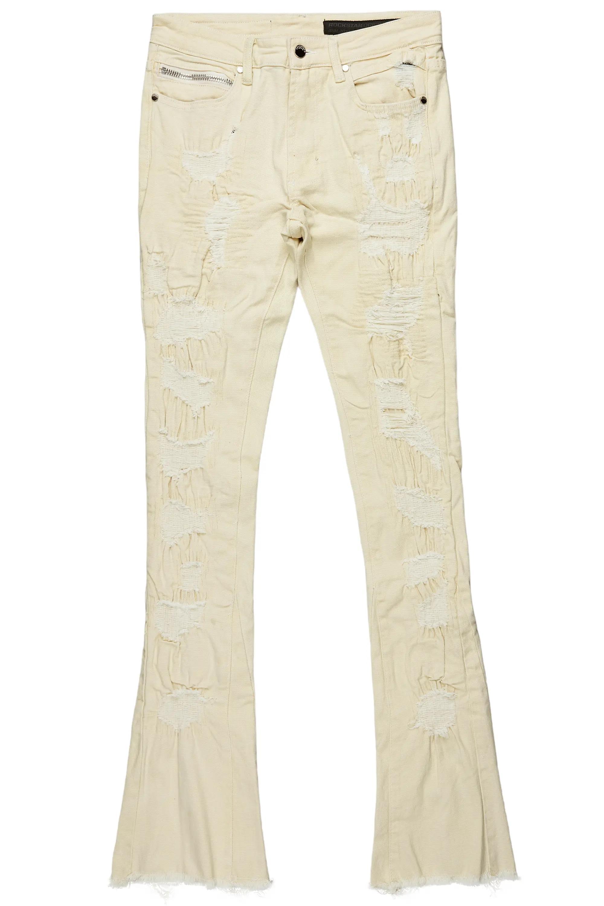 Sigmund Beige Stacked Flare Jean Male Product Image