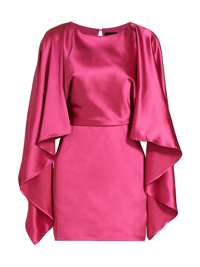 Womens Rosie Cape-Sleeve Satin Minidress Product Image