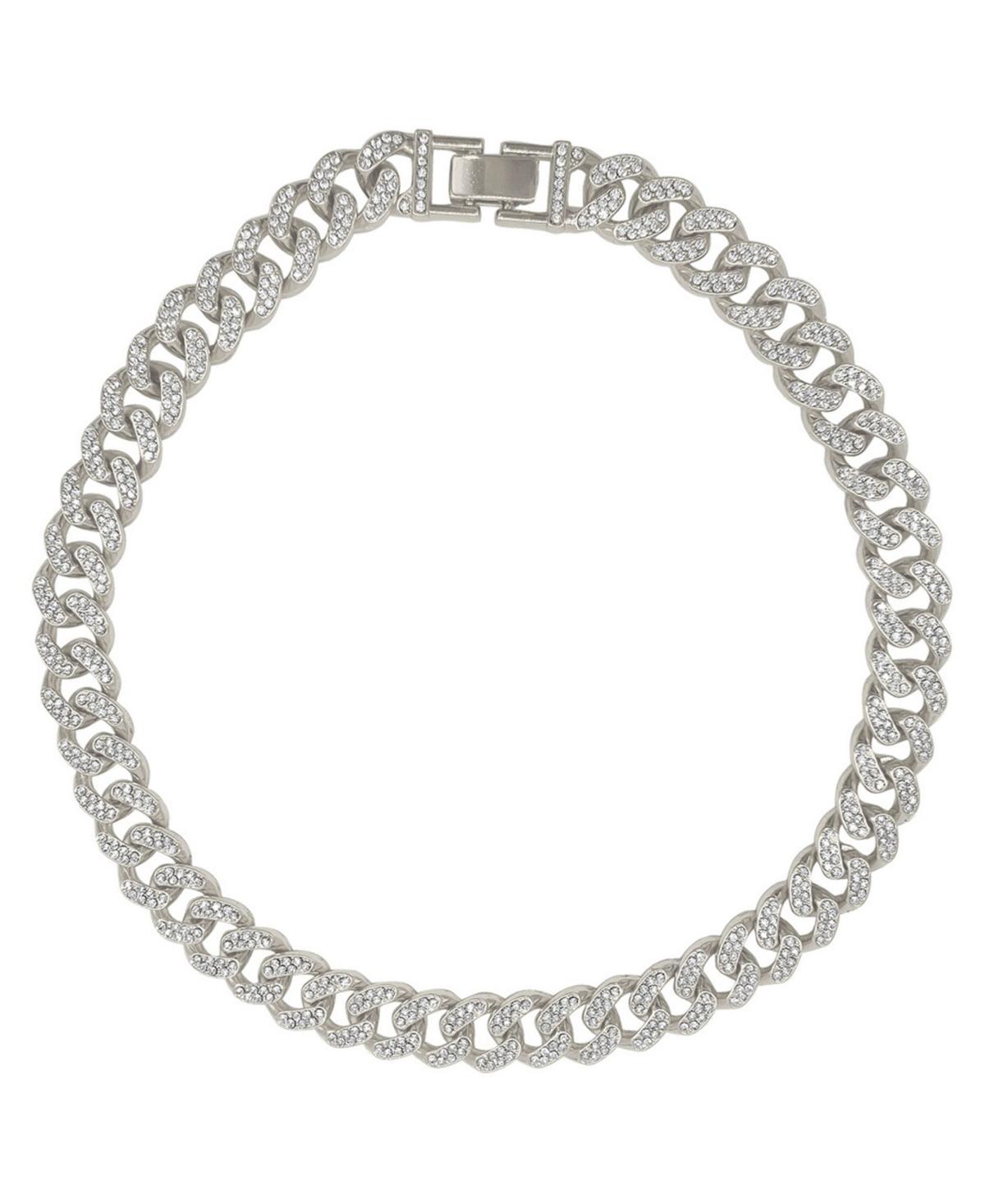 Adornia Cubic Zirconia Flat Curb Chain Necklace, Womens Silver Tone Product Image