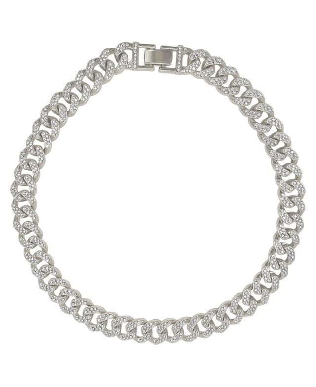 Adornia Cubic Zirconia Flat Curb Chain Necklace, Womens Grey Product Image