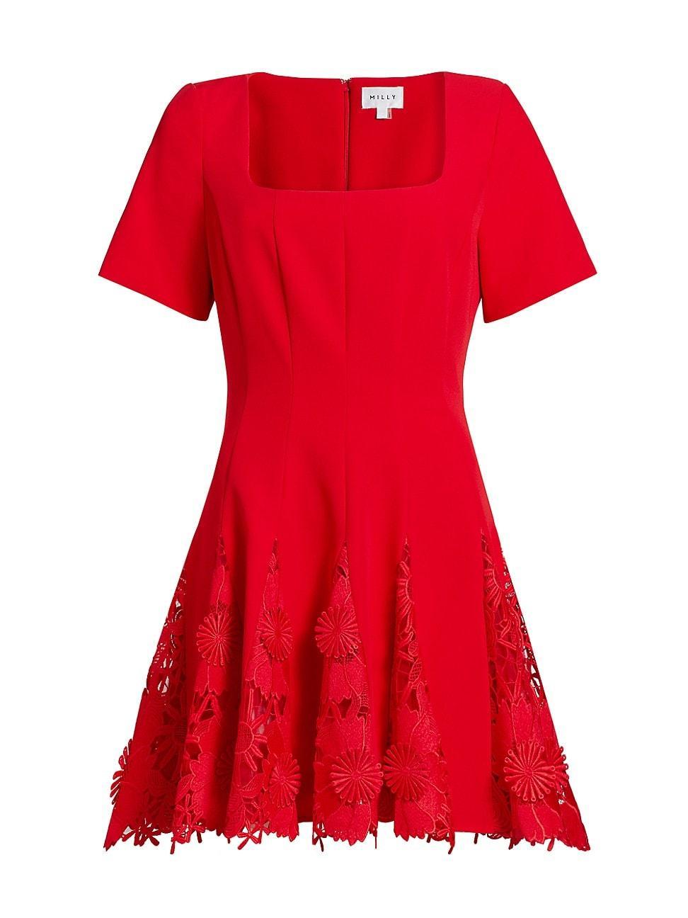 Womens Joy Lace-Trimmed Fit & Flare Minidress Product Image