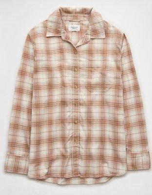 AE Oversized Plaid Flannel Shirt Product Image