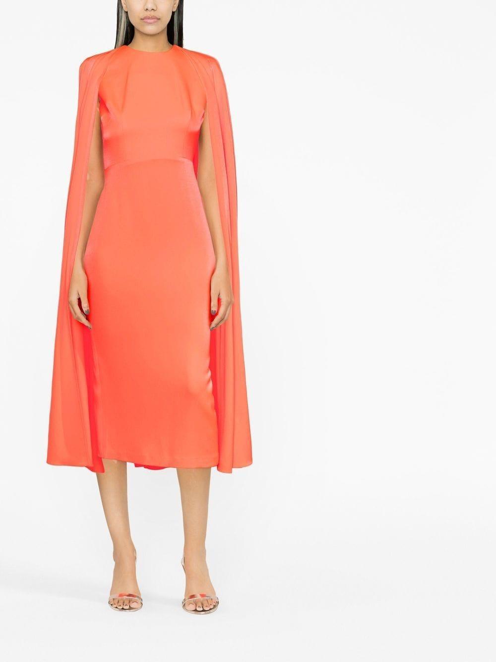 Cape Design Slim-cut Dress In Orange Product Image