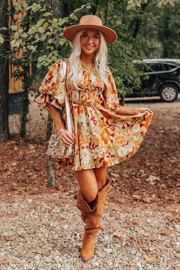 Happy Haven Floral Mini Dress in Olive Product Image