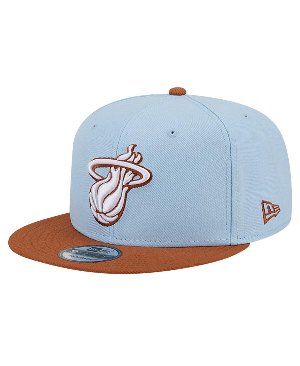 New Era Mens Light Blue/Brown Miami Heat 2-Tone Color Pack 9fifty Snapback Hat Product Image