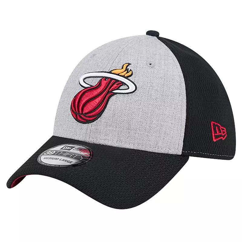 Mens New Era Heather Gray/Black Miami Heat Two-Tone 39THIRTY Flex Hat Product Image