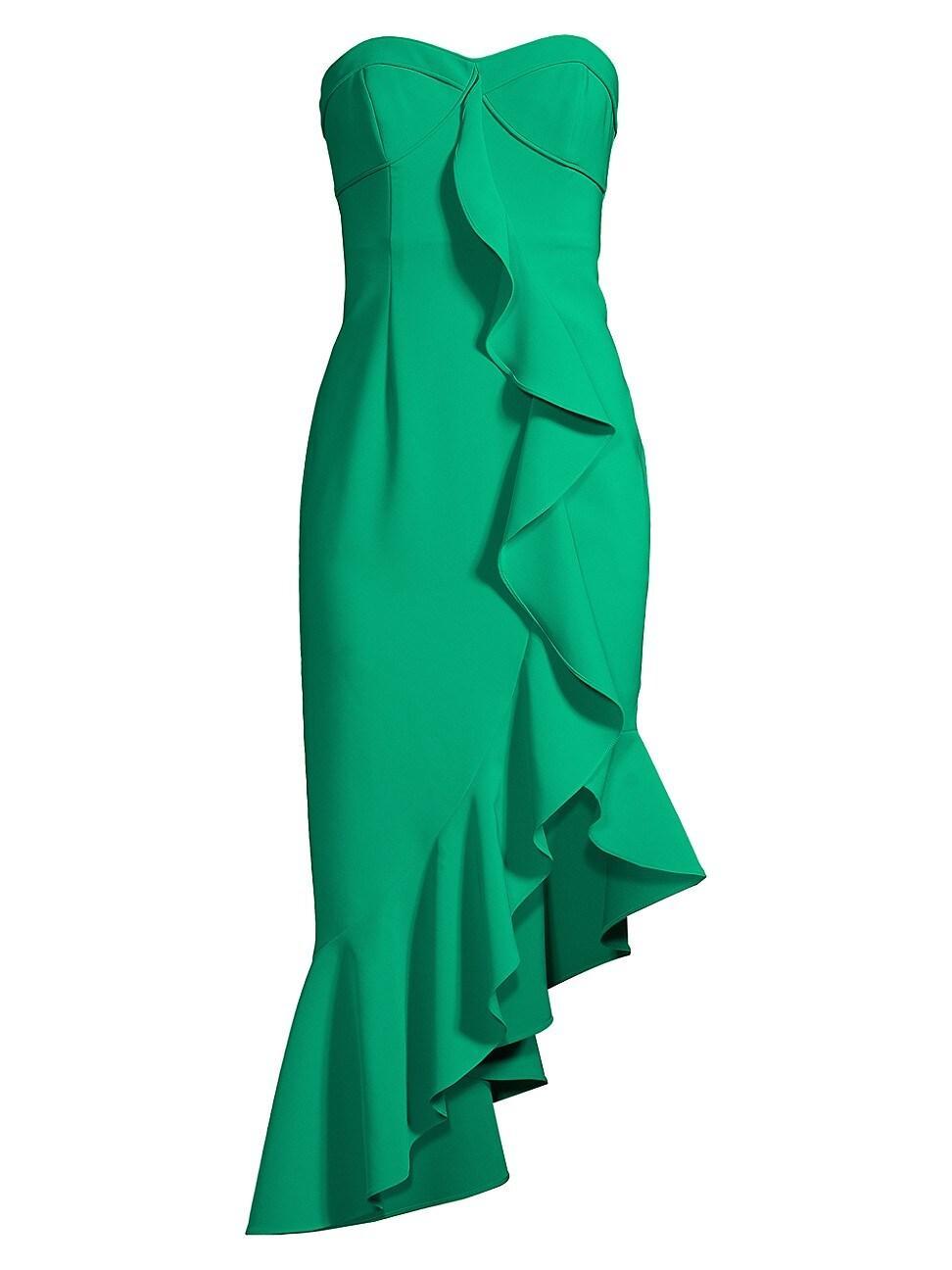 Womens Twill Asymmetric Midi-Dress Product Image