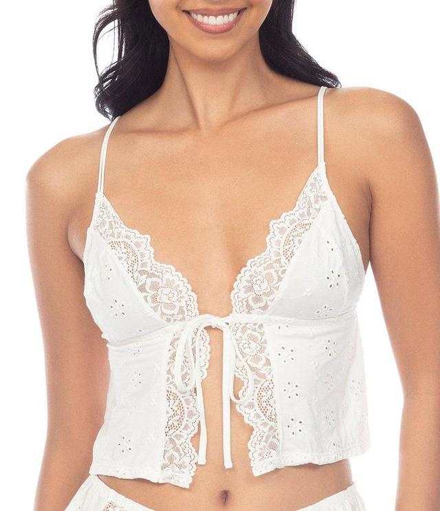 Honeydew Intimates Charli Jersey Eyelet Lace Cut & Sewn Open Tie-Front Cami Product Image