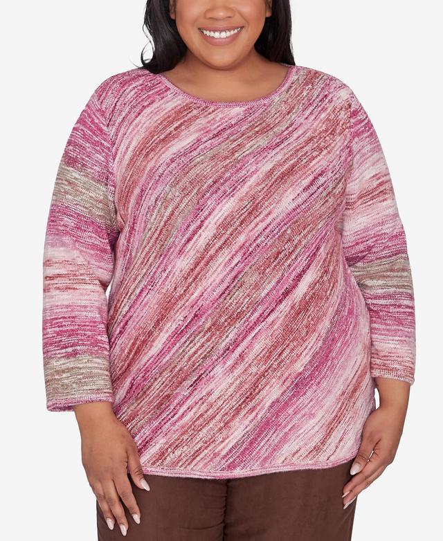 Plus Size Alfred Dunner Diagonal Space Dye Top, Womens Product Image