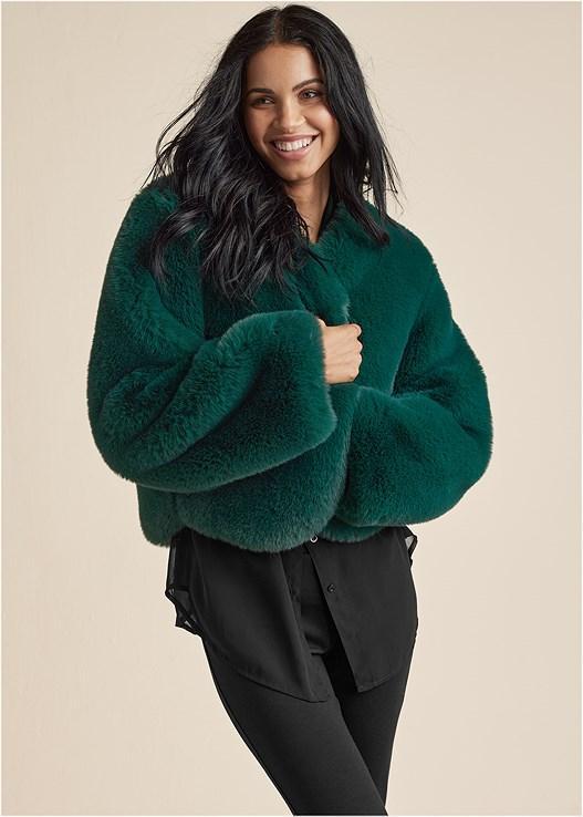 Cropped Faux Fur Jacket Product Image