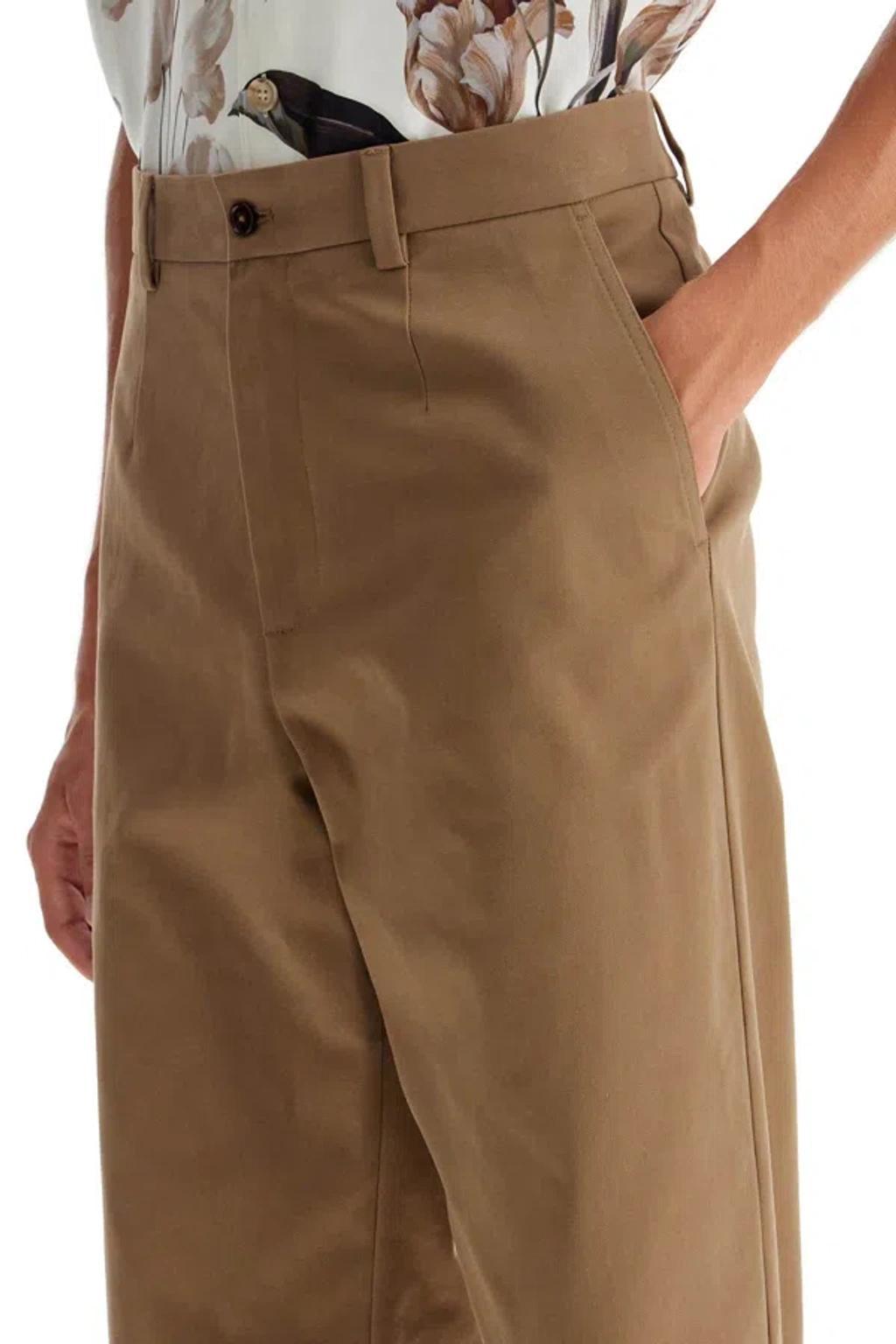 Straight Cotton Stretch Pants In 8 In Brown Product Image