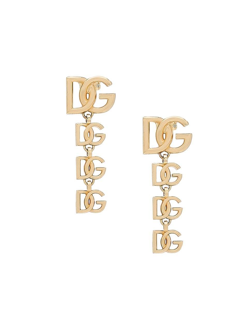 Womens Gold-Plated Logo Drop Earrings Product Image