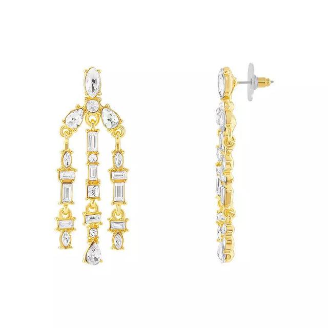 Emberly Gold Tone Clear Glass Stone Chandelier Drop Earrings, Womens, White Product Image