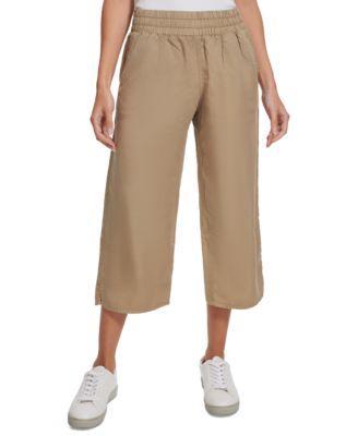 Petite Cropped Twill Pull-On Pants Product Image