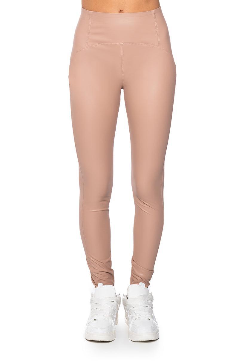 RIO HIGH RISE LEGGING WITH 4 WAY STRETCH IN BEIGE Product Image