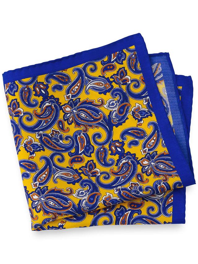 Paisley Silk Pocket Square - Yellow/blue Product Image