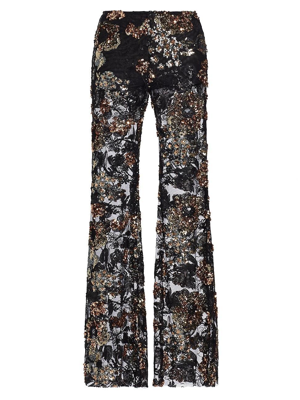 Womens Lennon Sheer Sequin Flared Pants product image