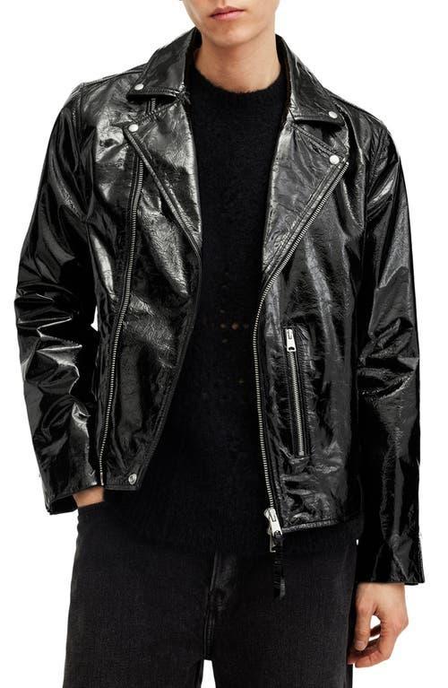 ALLSAINTS Badwan Slim Fit Leather Biker Jacket In Black Product Image