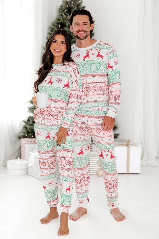 Sleigh All Day Men Red and Green Fair Isle Pajama Top FINAL SALE Product Image