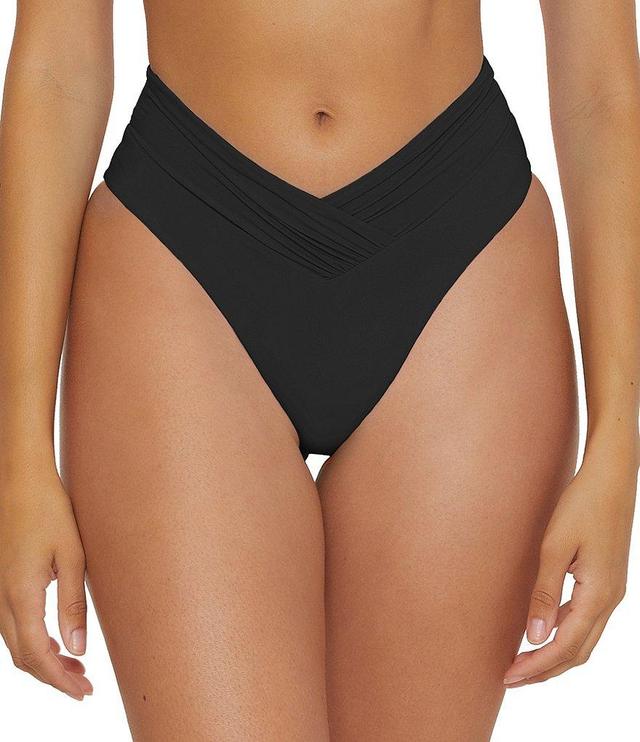 Becca by Rebecca Virtue Color Code Carolina Solid Shirred High Waist Swim Bottom Product Image