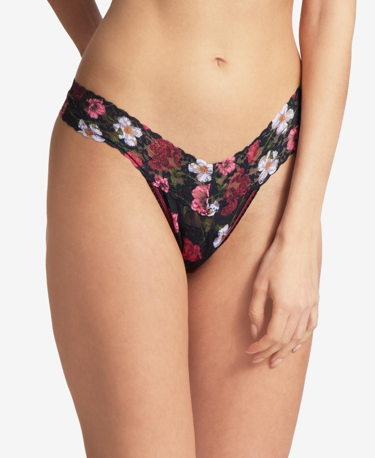 Printed Low-Rise Signature Lace Thong Product Image