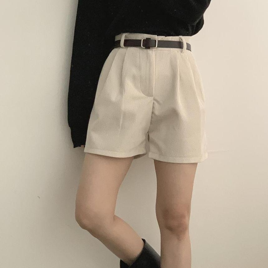 High Waist Corduroy Shorts Product Image