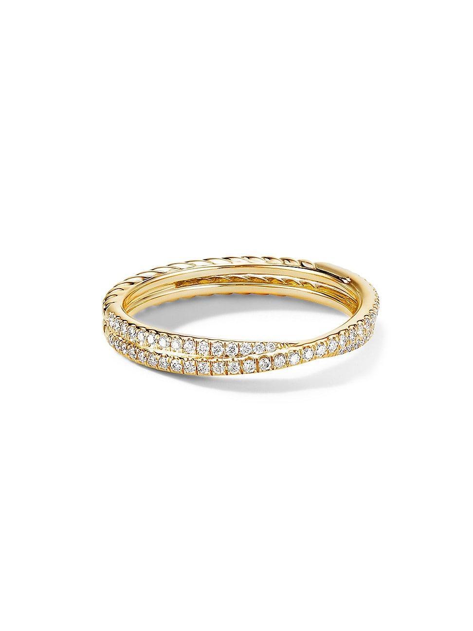 Womens DY Crossover Micro Pav Band Ring in 18K Yellow Gold Product Image