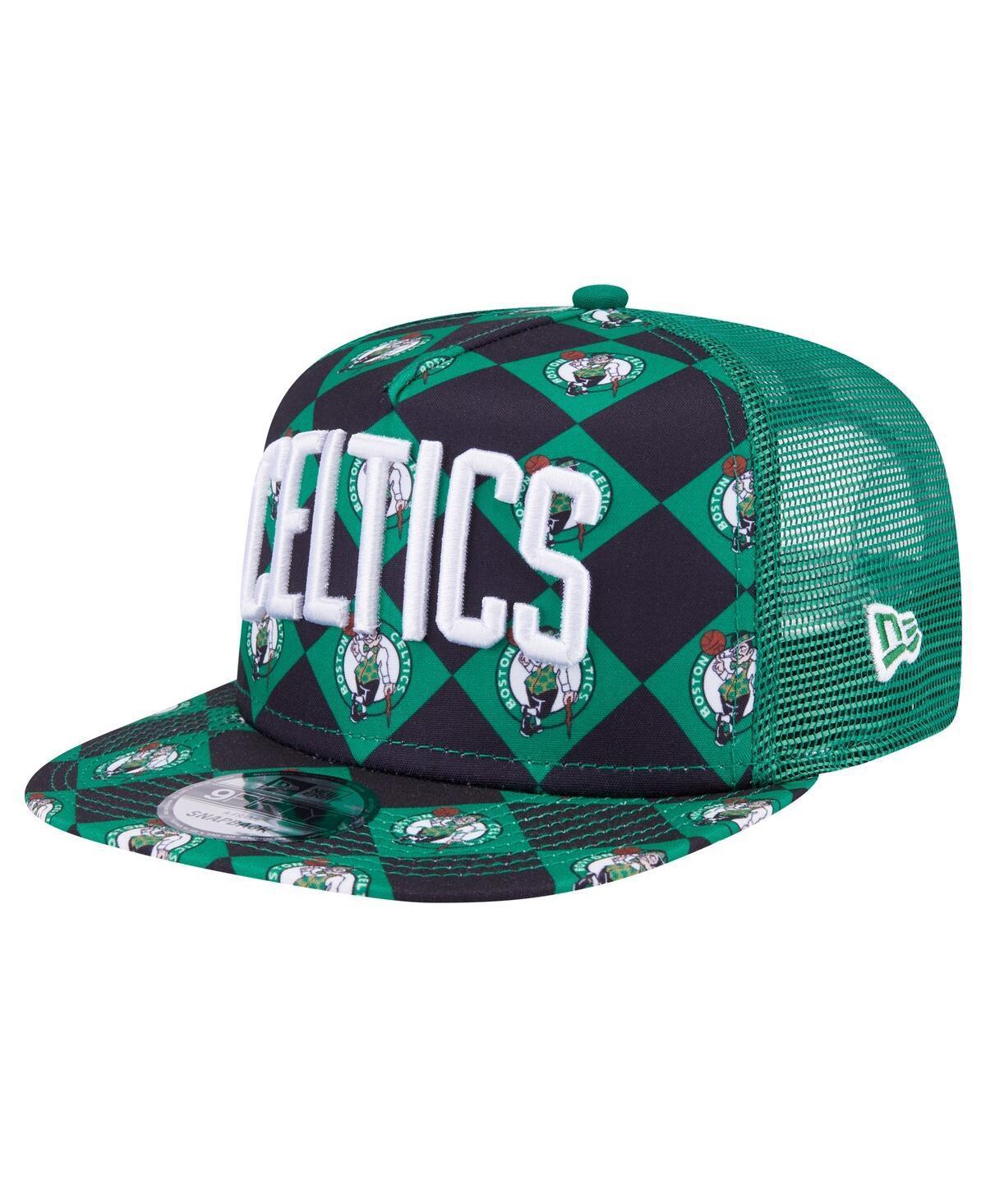 New Era Mens Kelly Green Boston Celtics Seeing Diamonds A-Frame Trucker 9fifty Snapback Hat Product Image