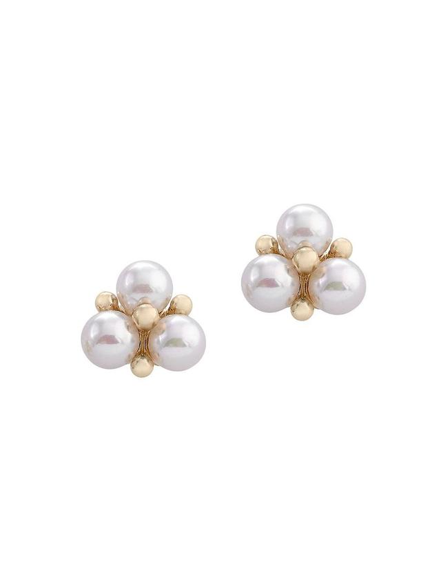 Womens Vega 18K Gold-Plated & Lab-Grown Pearls Stud Earrings Product Image