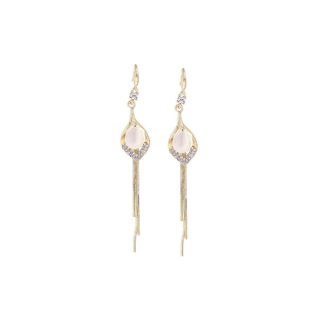 Sohi Womens Gold Sleek Drop Earrings Product Image