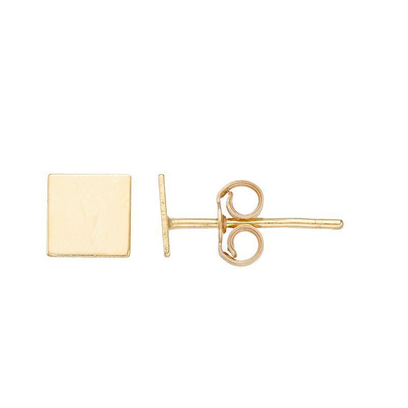 14k Yellow Gold Square Stud Earrings, Womens, 14k Gold Product Image