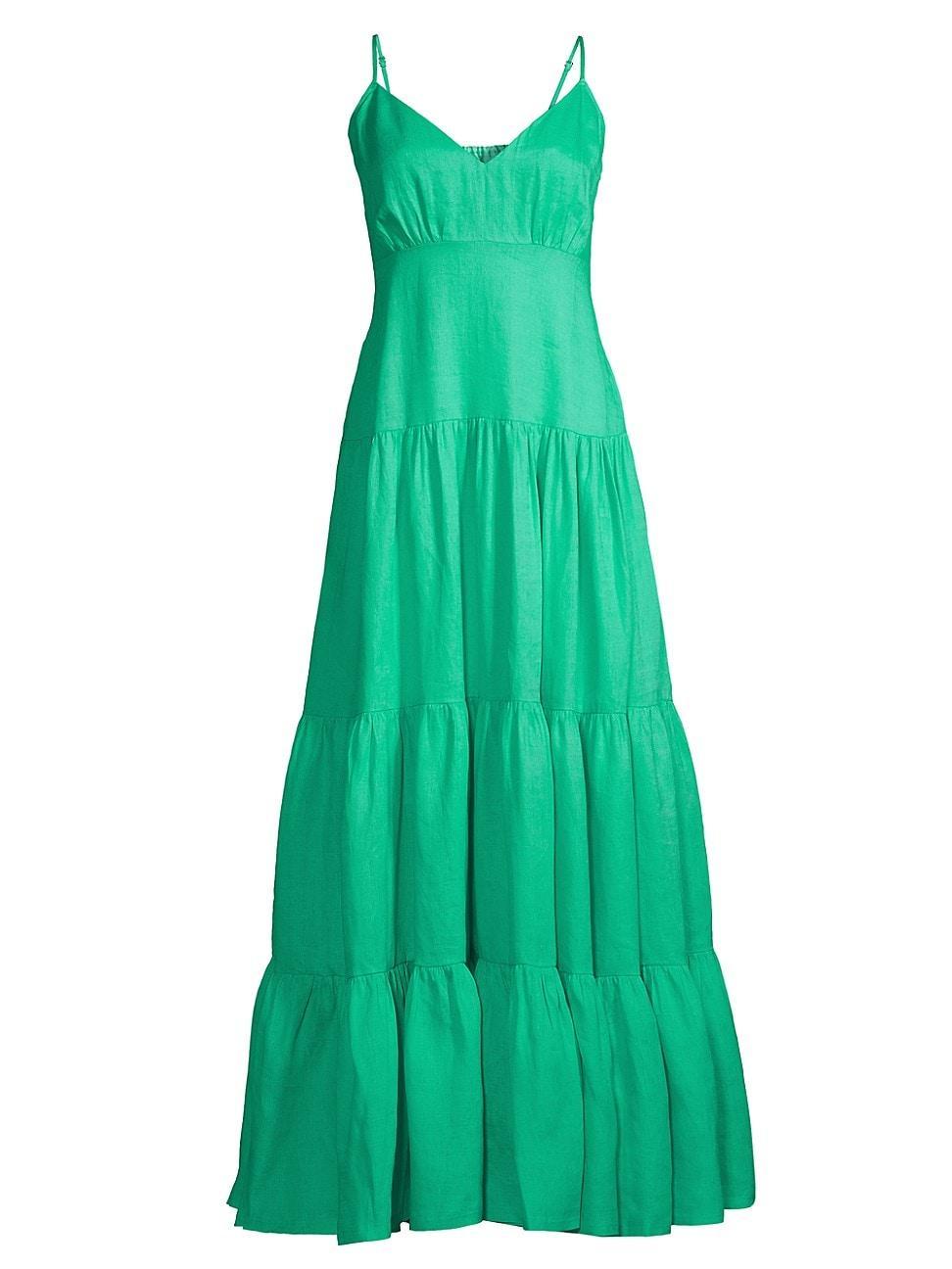 Womens Linen Tiered Maxi Dress Product Image