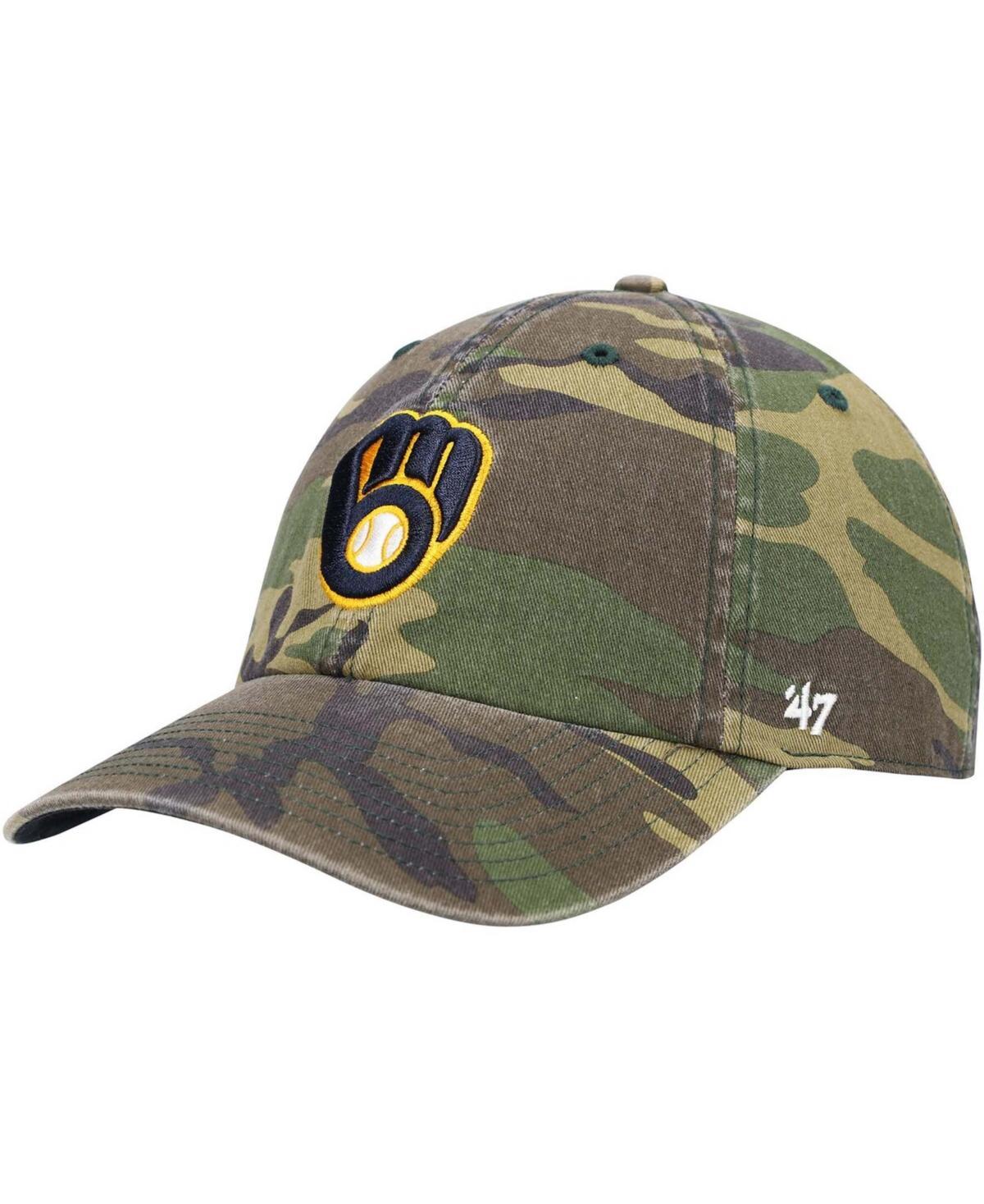 Mens Camo Milwaukee Brewers Team Clean Up Adjustable Hat Product Image