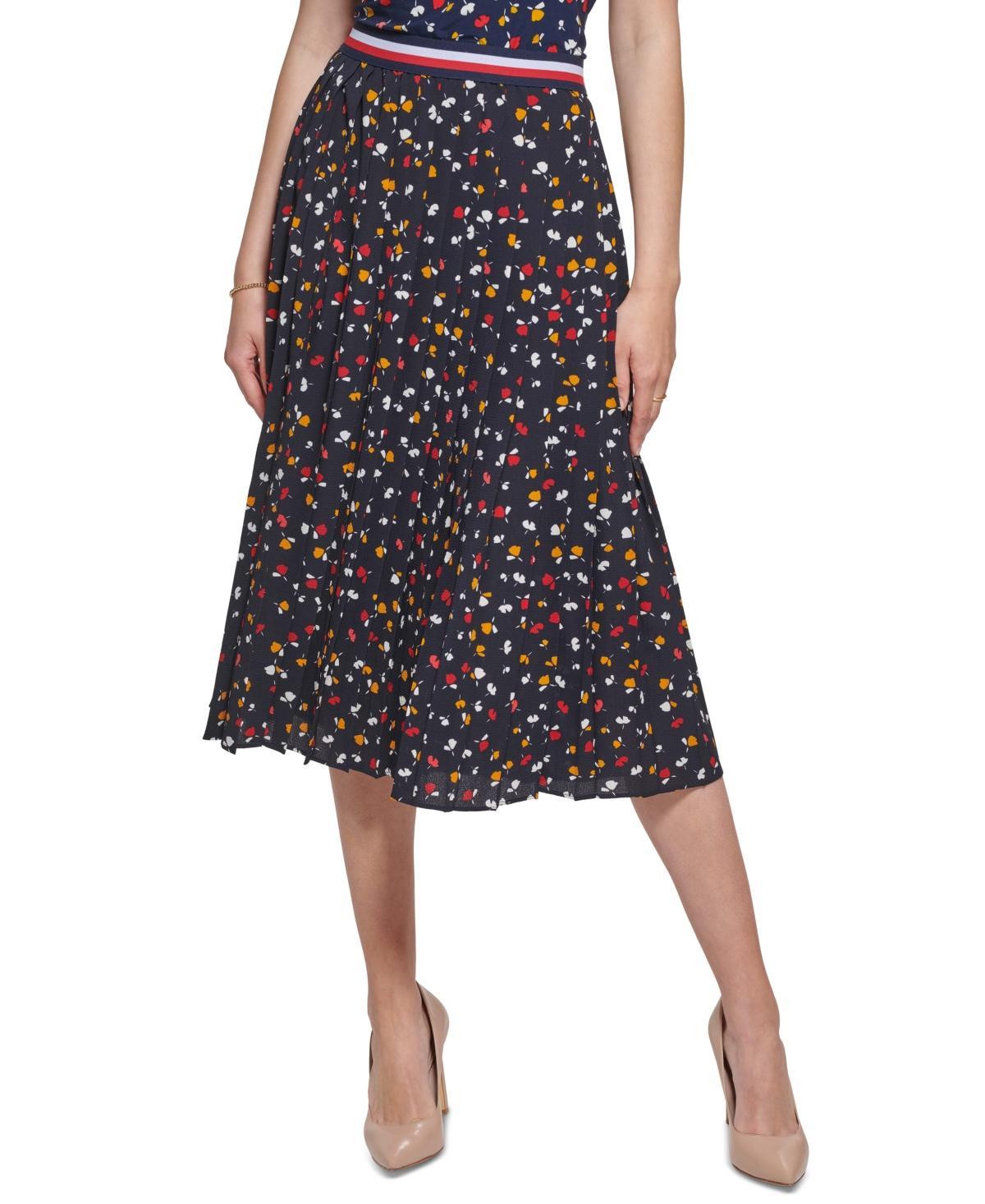 Tommy Hilfiger Womens Floral Pleated Midi Skirt - Midnight Product Image