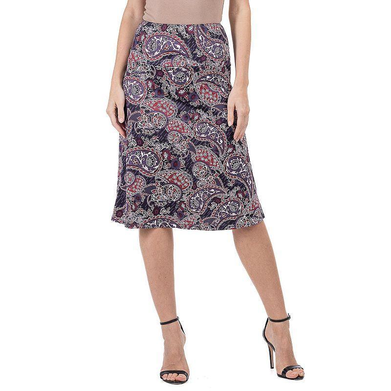 Womens 24Seven Comfort Apparel Paisley Knee Length A-Line Skirt Product Image