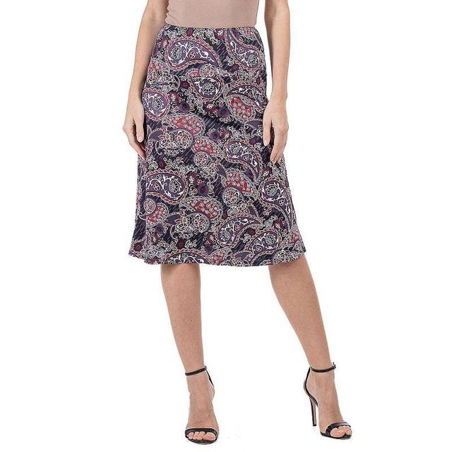 Womens 24Seven Comfort Apparel Paisley Knee Length A-Line Skirt Product Image