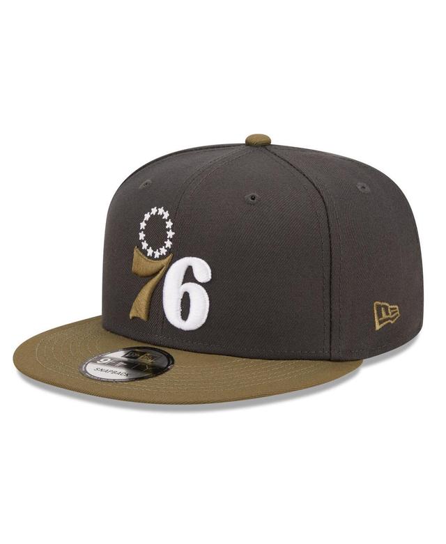 Mens New Era  Charcoal/Olive Philadelphia 76ers Two-Tone Color Pack 9FIFTY Snapback Hat Product Image