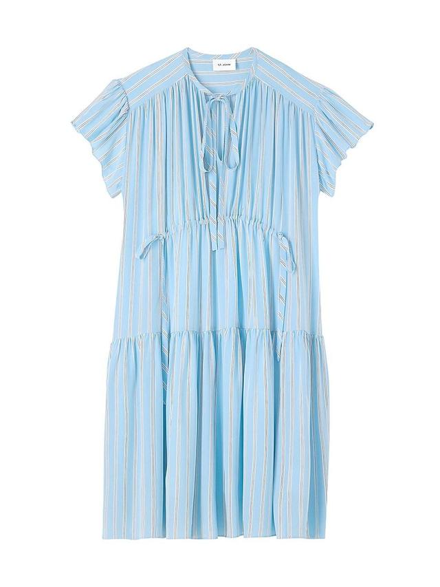 St. John Collection Stripe Silk Crepe de Chine Shift Dress Product Image